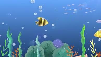 儿童节卡通海底世界舞台背景视频的预览图